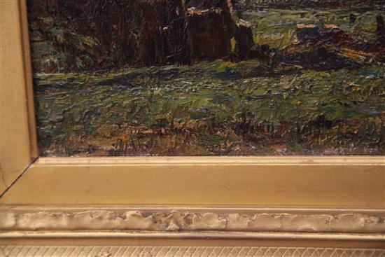 Edward King (1863-?) Cattle in a river landscape 17.5 x 35.5in.